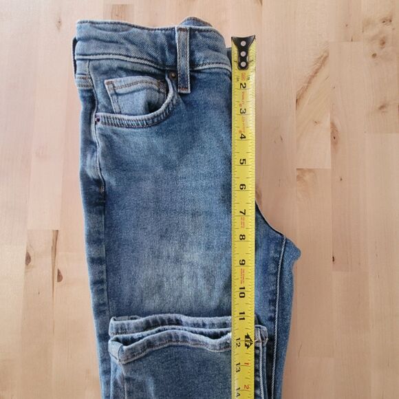 Forever 21 KIDS Girls SZ 9/10 Flared Denim Jeans Blue Adjustable Waist Preppy - Picture 8 of 15